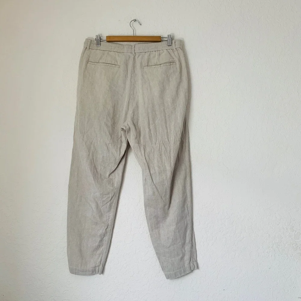 Porter & Ash Linen Blend Pants Men XL Beige Pleated Coastal Resort Quiet Luxury
